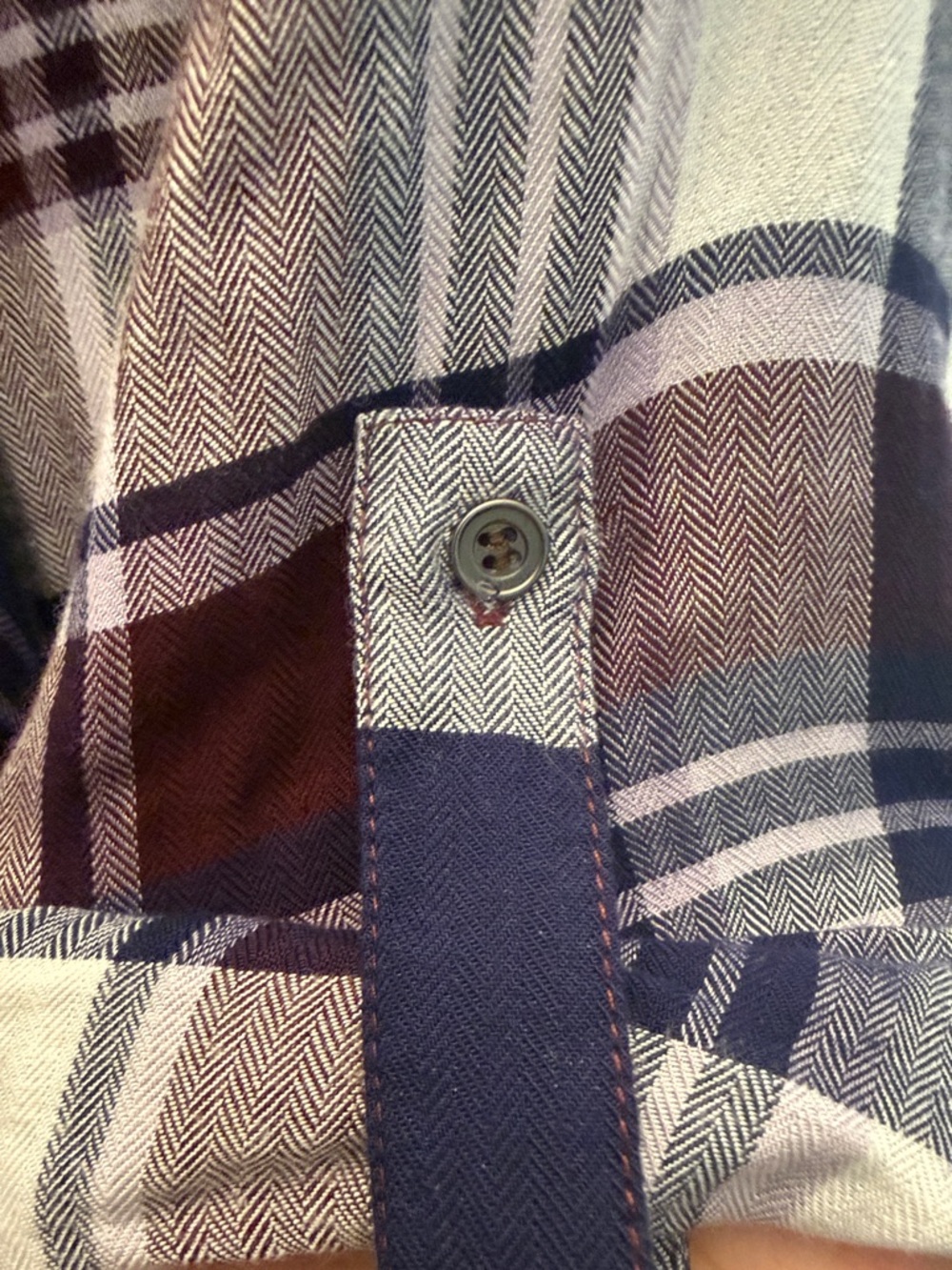 Plaid Open-Front Fringe Cardigan Jacket in Navy, Burgundy & White - Picture 3 of 5